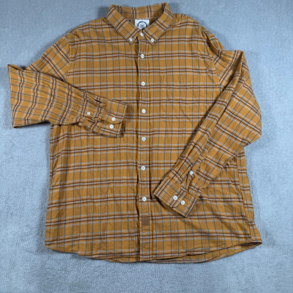 Dubinik Flannel Shirt Mens XL Yellow Plaid Long Sleeve Button Down Cotton